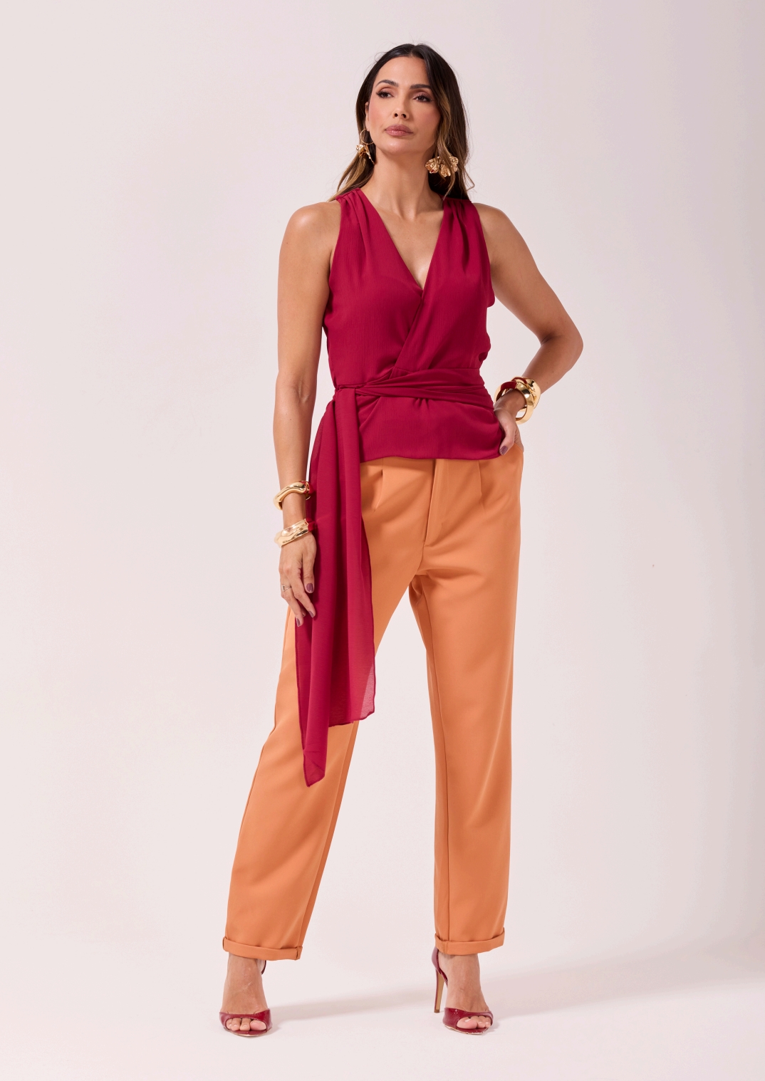 Blusa chiffon amarração